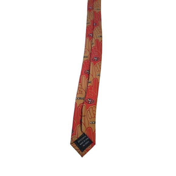 NFL San Francisco 49er Neck Tie Mens Red Gold '#1' Sports Coach Business Church - Picture 7 of 12